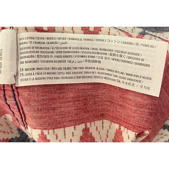 Hollister Southwestern Striped Button Down Shirt Mens Size Large Red Blue Pocket - Picture 4 of 8